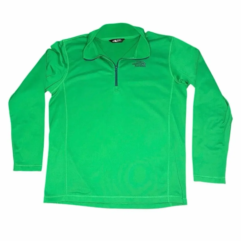 The North Face Mens 1/4 Zip Pullover Size Large Green Long Sleeve